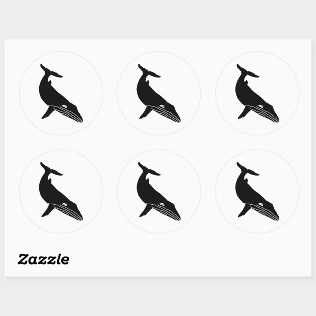 HUMPBACK WHALE SKETCH CLASSIC ROUND STICKER (Sheet)