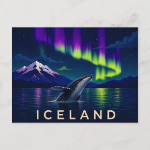 Humpback Whale Under the Aurora   Iconic Iceland Postcard
