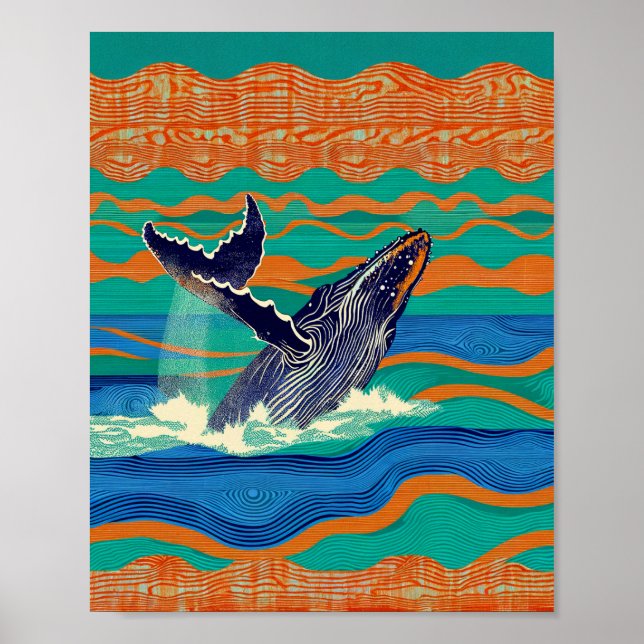 Humpback Whale Woodblock Print (Front)