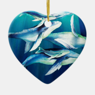 Humpback Whales Ceramic Ornament