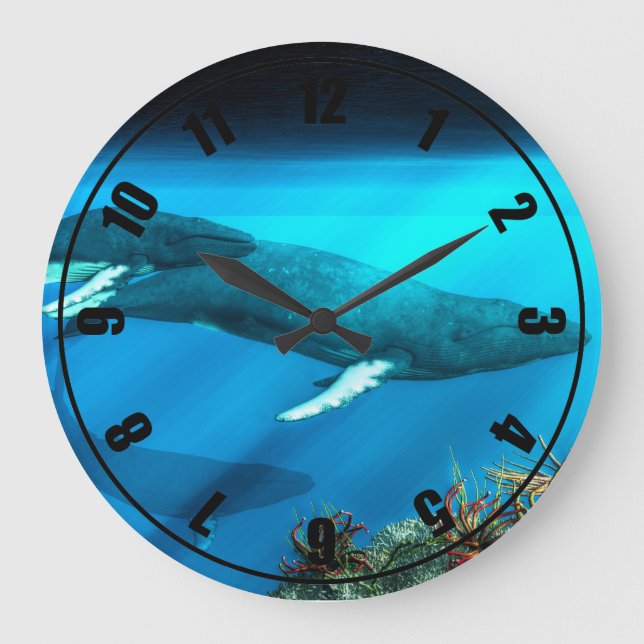 Humpback Whales Large Clock (Front)