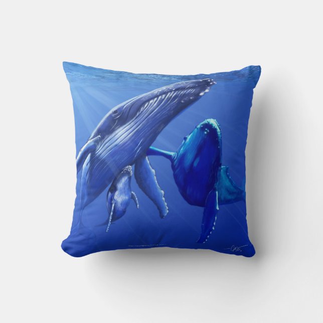 Humpback Whales Throw Pillow (Front)