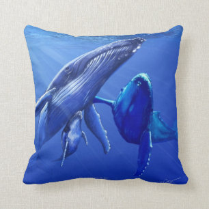 Humpback Whales Throw Pillow