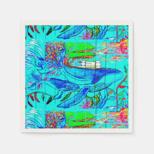 humpback whales underwater paper napkins