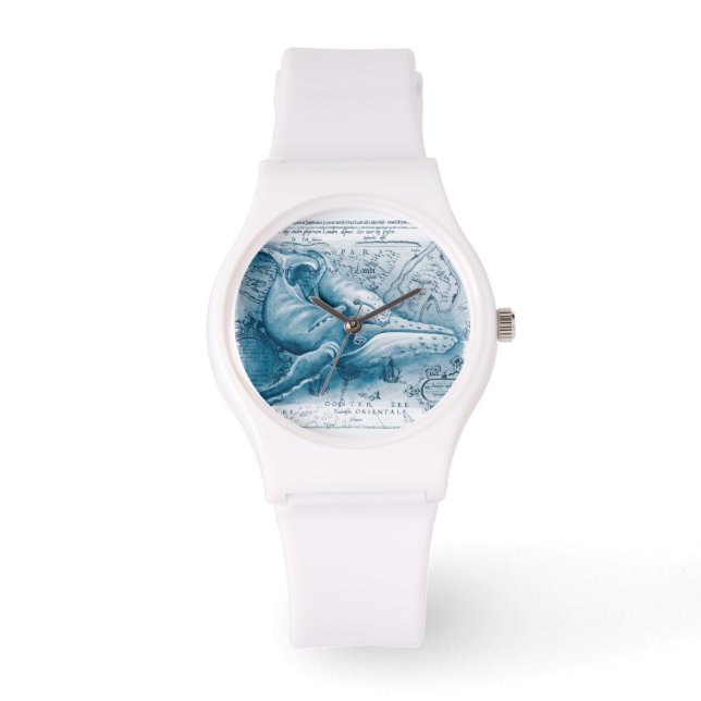 Humpbacks Blue Vintage Map Watch (Front)