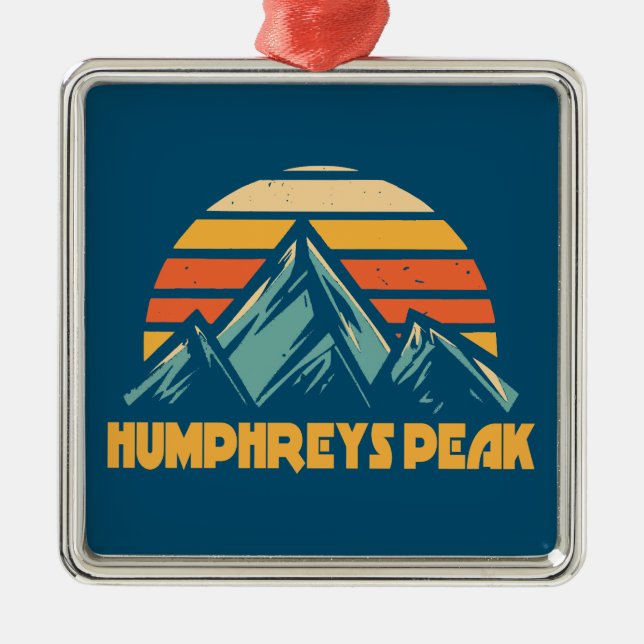Humphreys Peak Arizona Retro Turquoise Metal Ornament (Front)