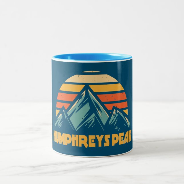 Humphreys Peak Arizona Retro Turquoise Two-Tone Coffee Mug (Center)