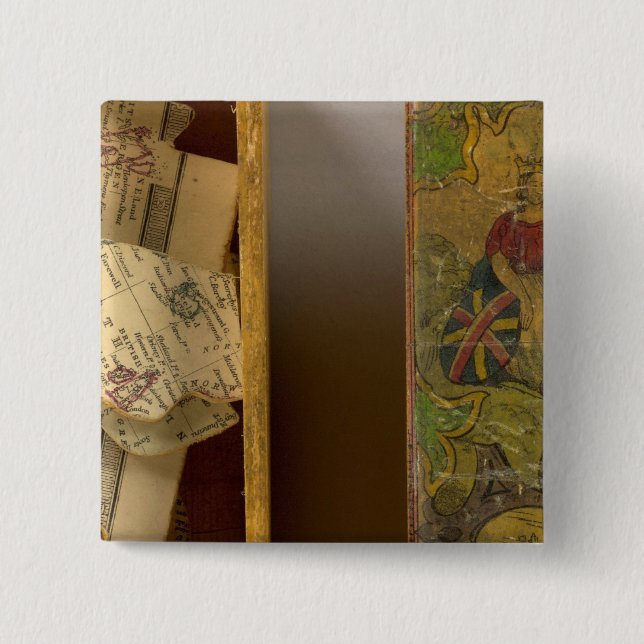 Humphries dissected world map 2 inch square button (Front)