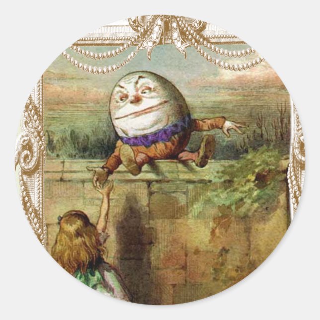 Humpty Dumpt and Alice Classic Round Sticker (Front)