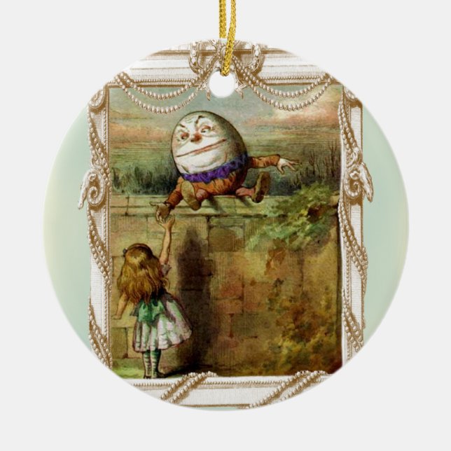 Humpty Dumpty and Alice Ceramic Ornament (Front)
