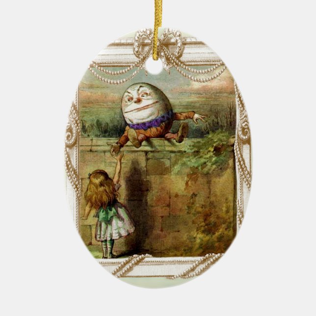 Humpty Dumpty and Alice Ceramic Ornament (Front)