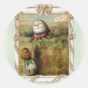 Humpty Dumpty and Alice Classic Round Sticker