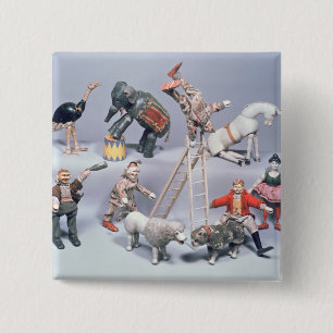 Humpty Dumpty Circus acrobats and menagerie 2 Inch Square Button