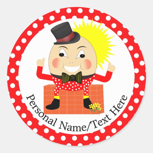 Humpty Dumpty Nursery Rhyme Cute Personalized Classic Round Sticker (Front)