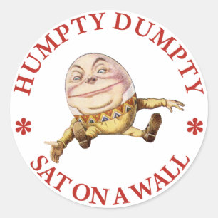 HUMPTY DUMPTY SAT ON A WALL - NURSERY RHYME CLASSIC ROUND STICKER