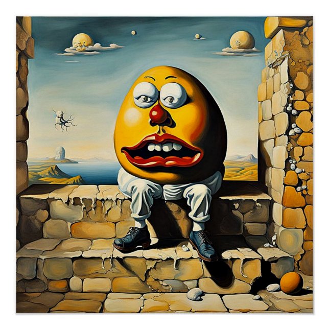 Humpty Dumpty sits on a wall Poster (Front)