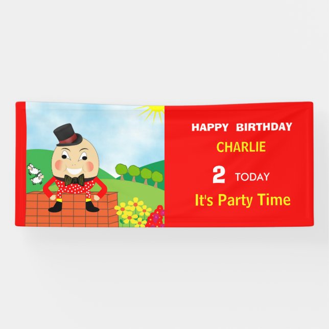 Humpty Dumpty Themed Kids Birthday Party Editable Banner (Horizontal)