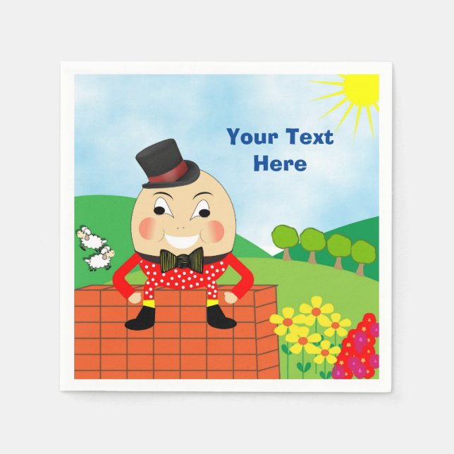 Humpty Dumpty Themed Kids Birthday Party Editable Napkin (Front)