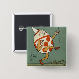 Humpty Dumpty, Vintage Mother Goose Nursery Rhyme 2 Inch Square Button