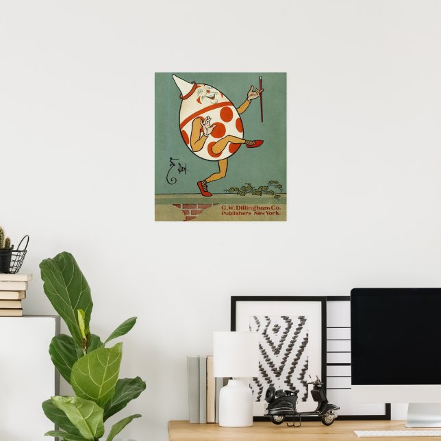 Humpty Dumpty, Vintage Mother Goose Nursery Rhyme Poster (Home Office)