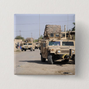 Humvee's conduct security during a patrol 2 inch square button