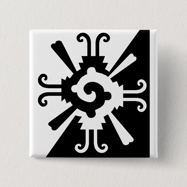 Hunab Ku-Black and White 2 Inch Square Button (Front)