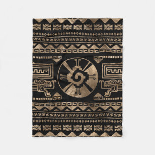 Hunab Ku Gold on black Fleece Blanket