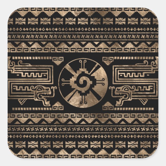 Hunab Ku Gold on black Square Sticker (Front)