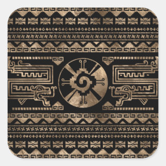 Hunab Ku Gold on black Square Sticker