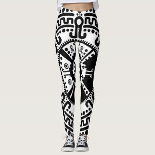 Hunab Ku Mayan symbol black and white #3 Leggings