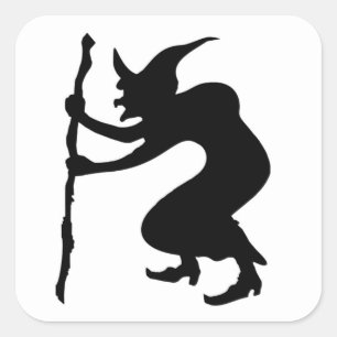 HUNCHBACK HALLOWEEN WITCH SQUARE STICKER