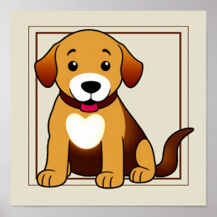 Hund Braun, sitzend -  Poster