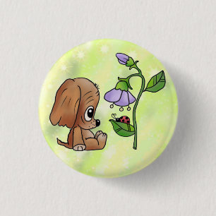 Hund und Blume 1 Inch Round Button