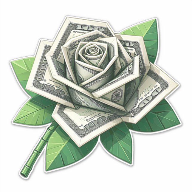 hundred dollar bills origami rose art  (Front)