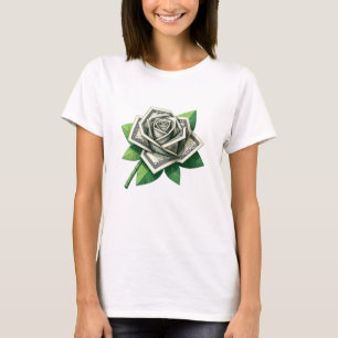 hundred dollar bills origami rose art T-Shirt
