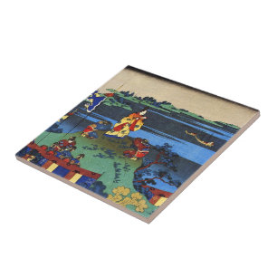 Hundred Poems Explained by the Nurse Hokusai Tile