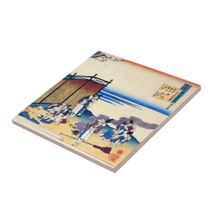 Hundred Poems Explained by the Nurse Hokusai Tile