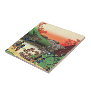 Hundred Poems Explained by the Nurse Hokusai Tile