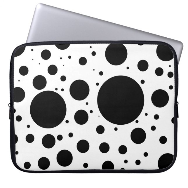 Hundreds of Black Dots and Circles in Varying Size Laptop Sleeve (Front)
