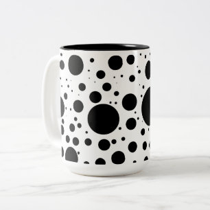 Hundreds of Black Dots and Circles in Varying Size Two-Tone Coffee Mug
