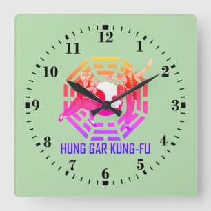 Hung Gar Kung-Fu Square Wall Clock