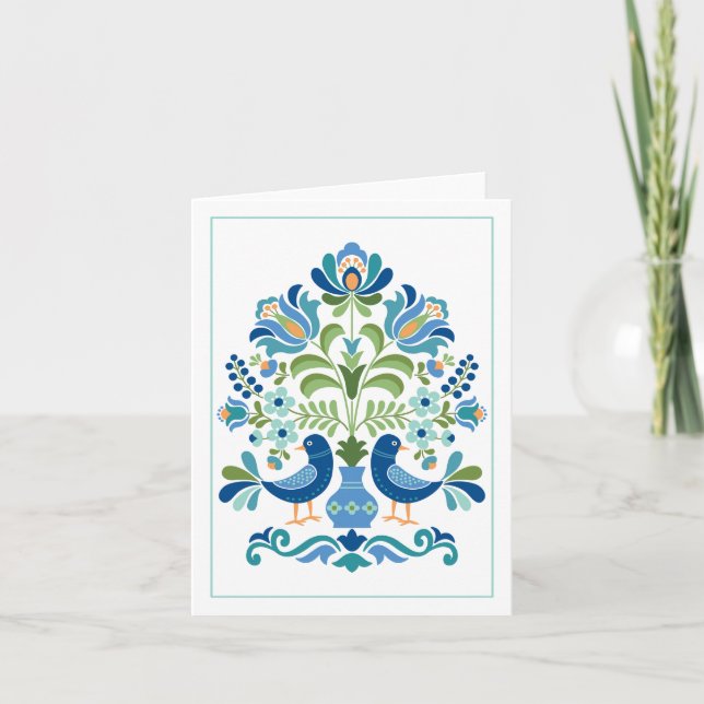 Hungarian Blue Birds Greeting Card (Front)