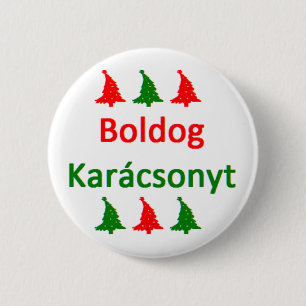 hungarian boldog karacsonyt 2 inch round button