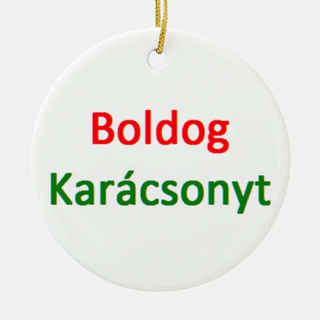 hungarian boldog karacsonyt ceramic ornament (Front)