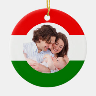 Hungarian Christmas Hungary Flag Family Photo Ceramic Ornament