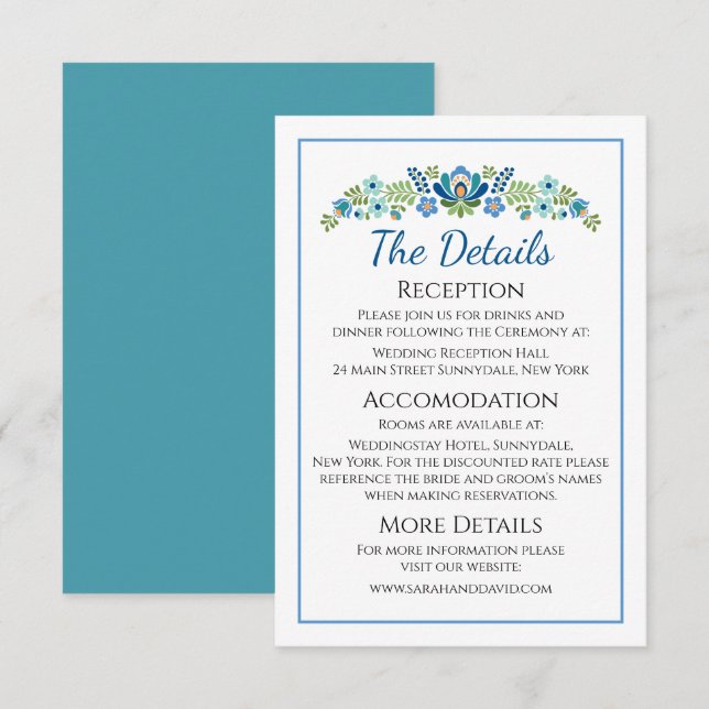 Hungarian Design Blue Birds Enclosure Card (Front/Back)