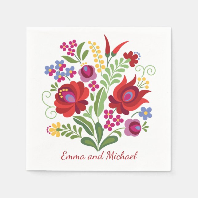 Hungarian Design Red Peppers Napkin (Front)