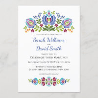 Hungarian Design Violet Floral Wedding Invitation