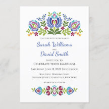 Hungarian Design Violet Floral Wedding Invitation