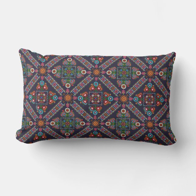 Hungarian embroidery pattern lumbar pillow (Front)